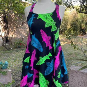 Vintage Betsey Johnson neon fish tunic dress!